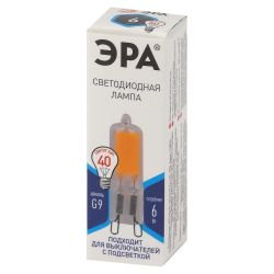 Лампа светодиодная ЭРА STD LED JCD-6W-GL-840-G9 G9 6Вт капсула нейтральный белый свет | Лампы cветодиодные Капсульные (G4, G9)