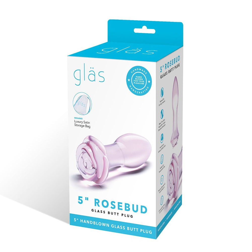 Нежно-розовый анальный плаг из стекла - 13 см.