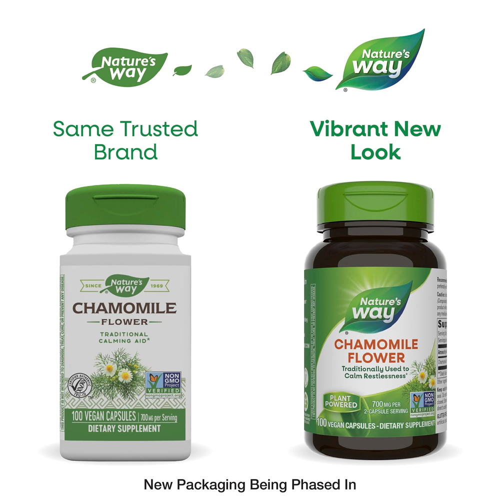 Nature's Way, цветки ромашки, 700 мг, 100 веганских капсул (350 мг в 1 капсуле)