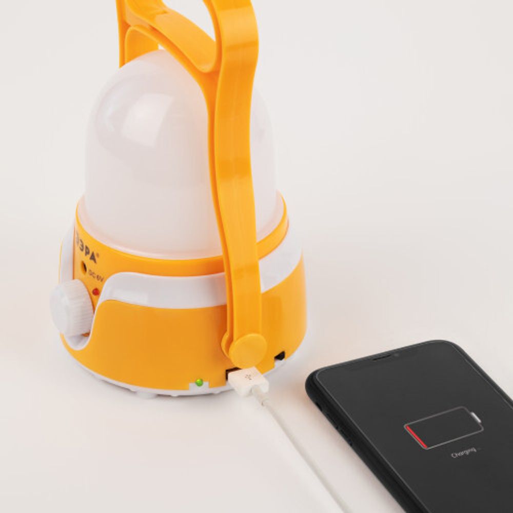 Фонарь кемпинговый светодиодный ЭРА KA-801 Гном аккумуляторный 4 Вт, 1700мАч 5V, USB, подвес + диммер