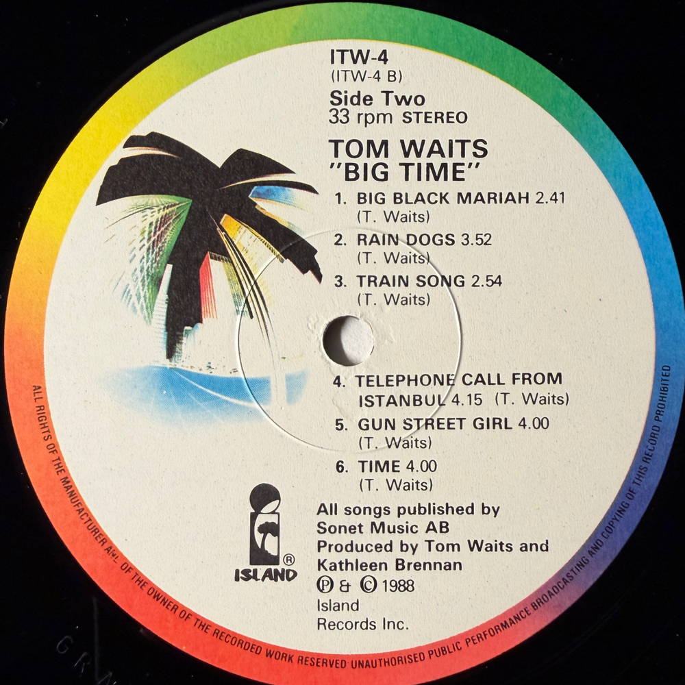 Tom Waits ‎– Big Time (Швеция 1988г.)