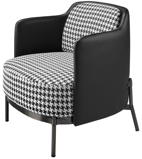 Кресло 5139 из черно-белой ткани и черной экокожи Испания 