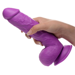 Фиолетовый фаллоимитатор на присоске 8.25 Dildo with Balls - 22,8 см. (Цвет: фиолетовый)