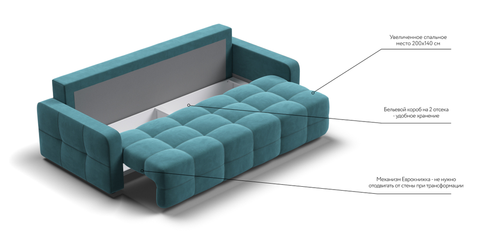 Диван Денди велюр Monolit зеленый