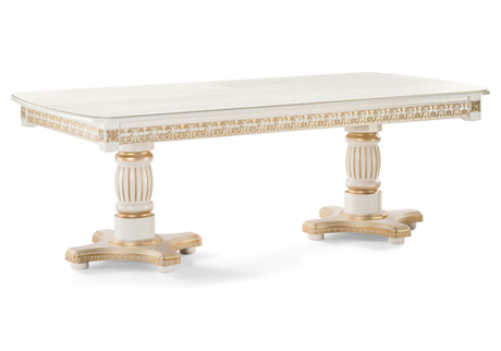 Стол деревянный Woodville Морнит 220(320)х110 слоновая кость, золото