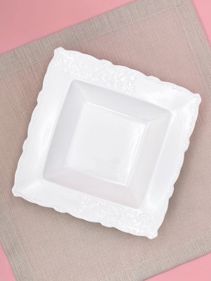 Тарелка глубокая с бортиком 22х4 см. квадратная, набор 4 шт. "Орнамент"