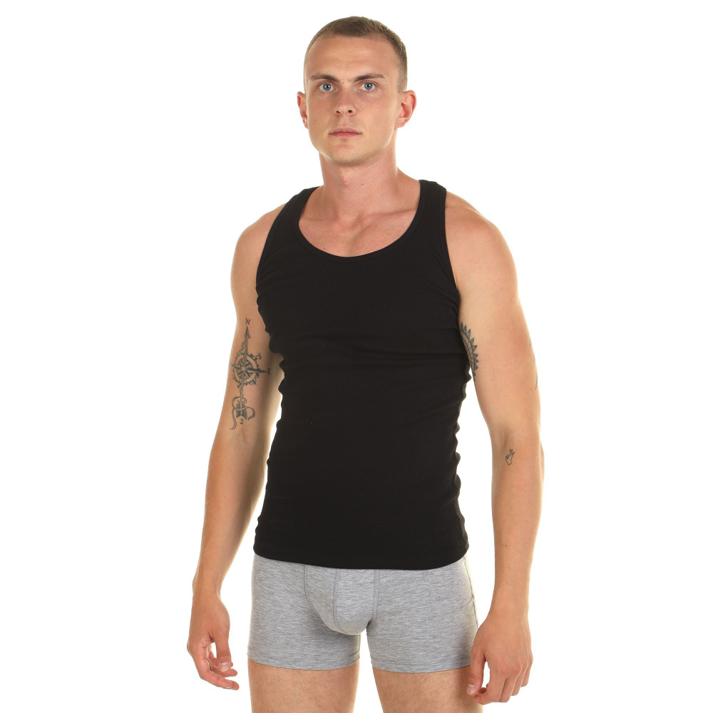 Мужская хлопковая майка-борцовка (Размер: XL) (Цвет: белый)