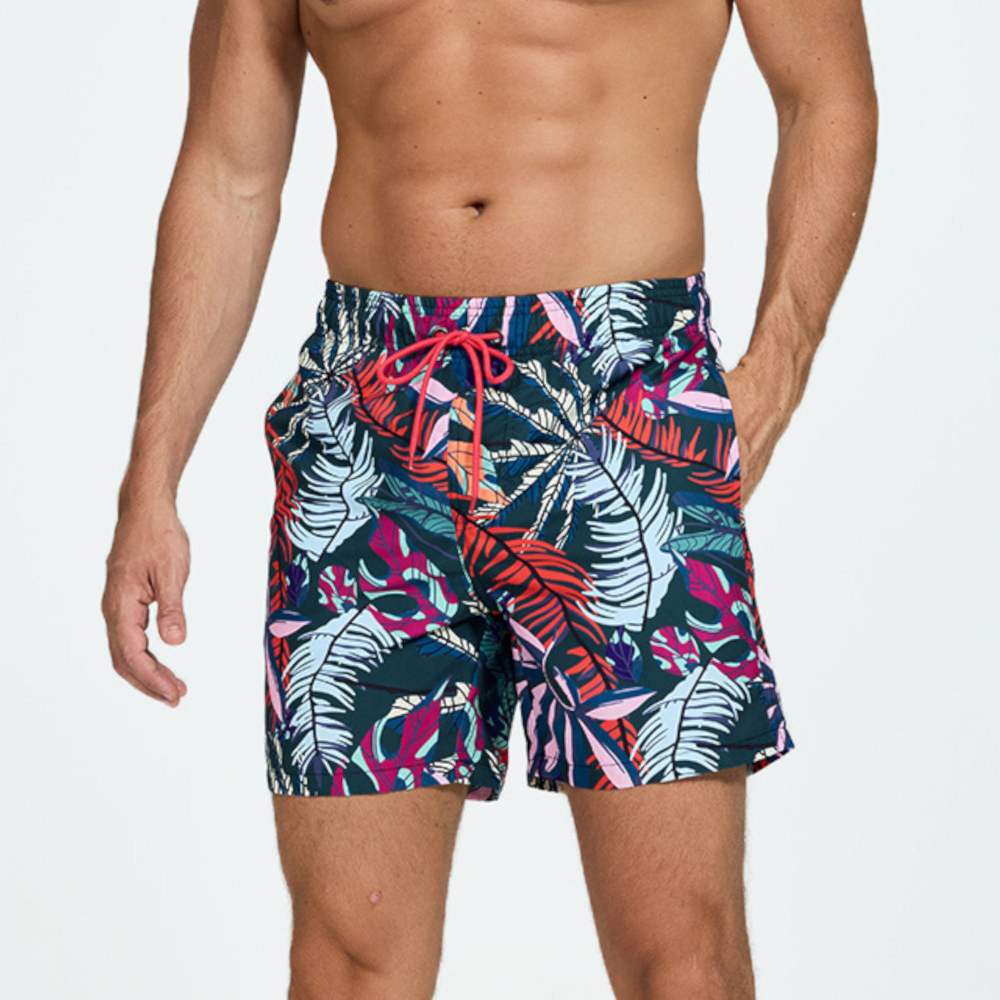 Темно-серые шорты с растительным принтом (Размер: XXXL) (Цвет: темно-серый)