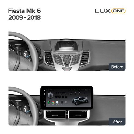 Магнитола для Ford Fiesta MK6 2008-2012 (красный БК) - Teyes LUX ONE 360 монитор 12.3" 2K QLED на Android 10, 6Гб+128Гб, CarPlay, 4G SIM-слот, 4 камеры в комплекте
