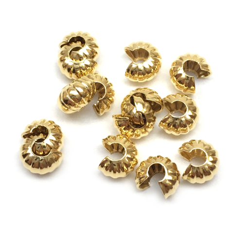 Бусины укрывные рельефные 7х6 мм (2 шт), позолота