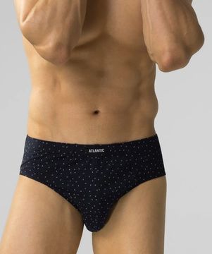 Мужские трусы (3шт) слипы классика Atlantic 3MP-181, темно-синий + серый меланж + голубой