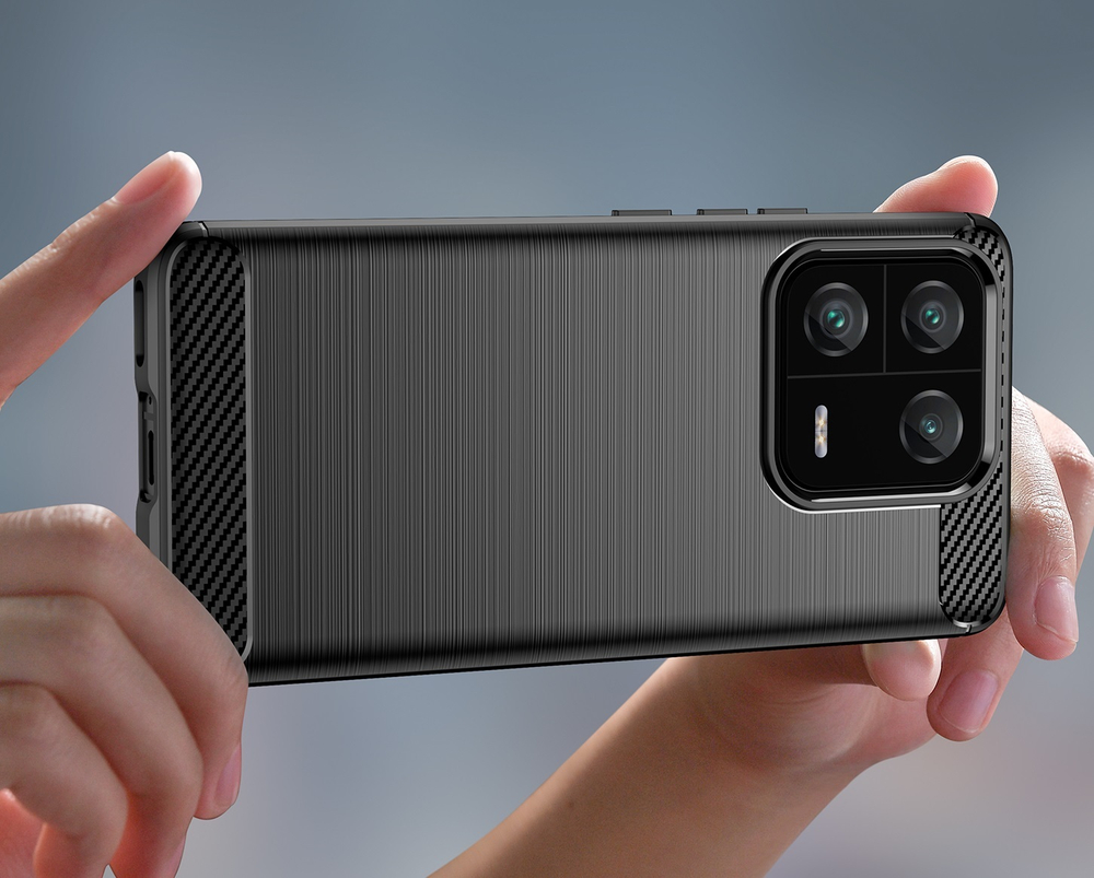 Чехол защитный черного цвета на смартфон Xiaomi 13 Pro, серия Carbon от Caseport