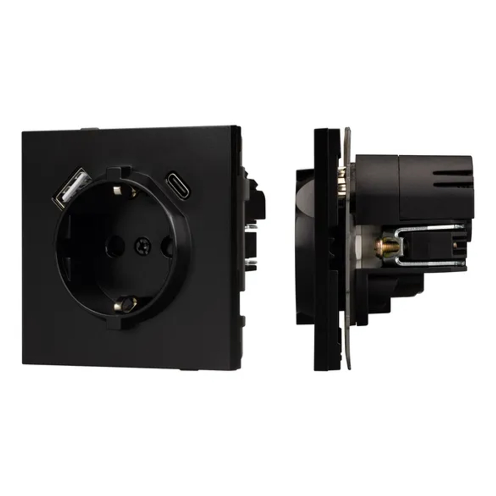 Механизм розетки с USB зарядкой SCT-TENDO-MUAC-PL-BK (230V, 16A) (Arlight, -) 054087