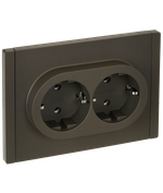 FORTE&PIANO Розетка 2-местная с заземлением без защитных шторок безвинтовое крепление 16А FP324 серый IEK