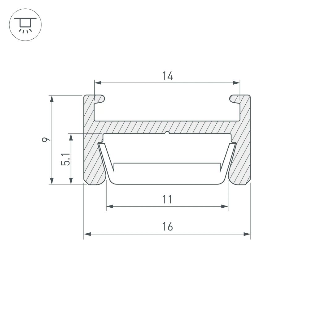 Профиль MIC-H-2000 ANOD (Arlight, Алюминий) 026458
