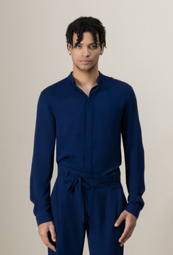 Рубашка с длинным рукавом синяя 03-03-23 SS men