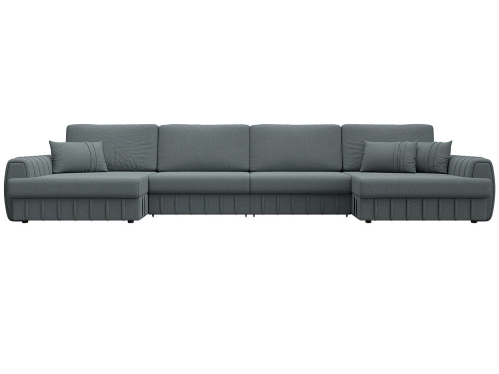 Диван П-образный Лига-057 НПБ Лонг, Амур 07 серый, Рогожка, 129323