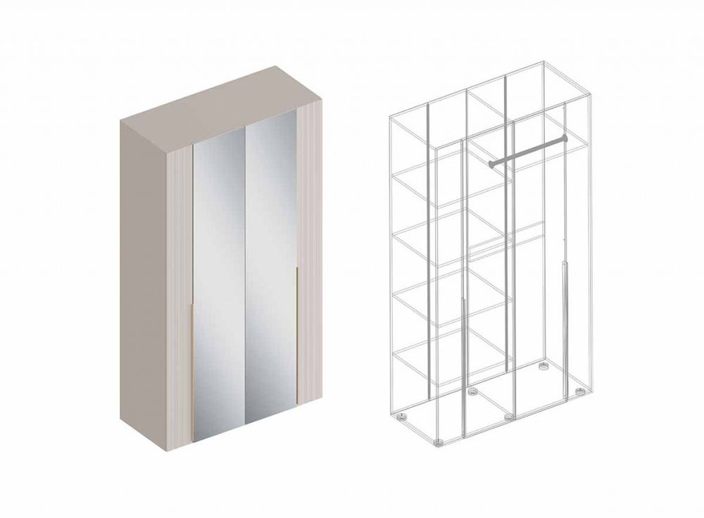 Шкаф 4-ств с зеркалом "Тефия" (Софт сантьяго/Тефия) МФ Велес, г. Туймазы