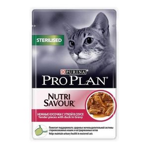 Влажный корм для кошек Pro Plan Sterilised для стерилизованных кошек с уткой, 85гр