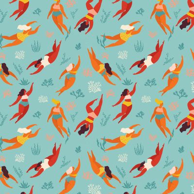 Девушки ныряльщицы плавающие под водой