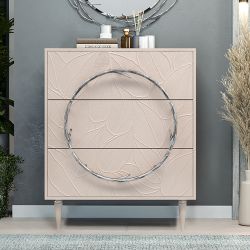Комод Арт Колор leaves Классик Сильвер с 3 ящиками Серый агат