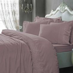 Постельное белье Elegant (кофейное) с кружевом TIVOLYO HOME Турция