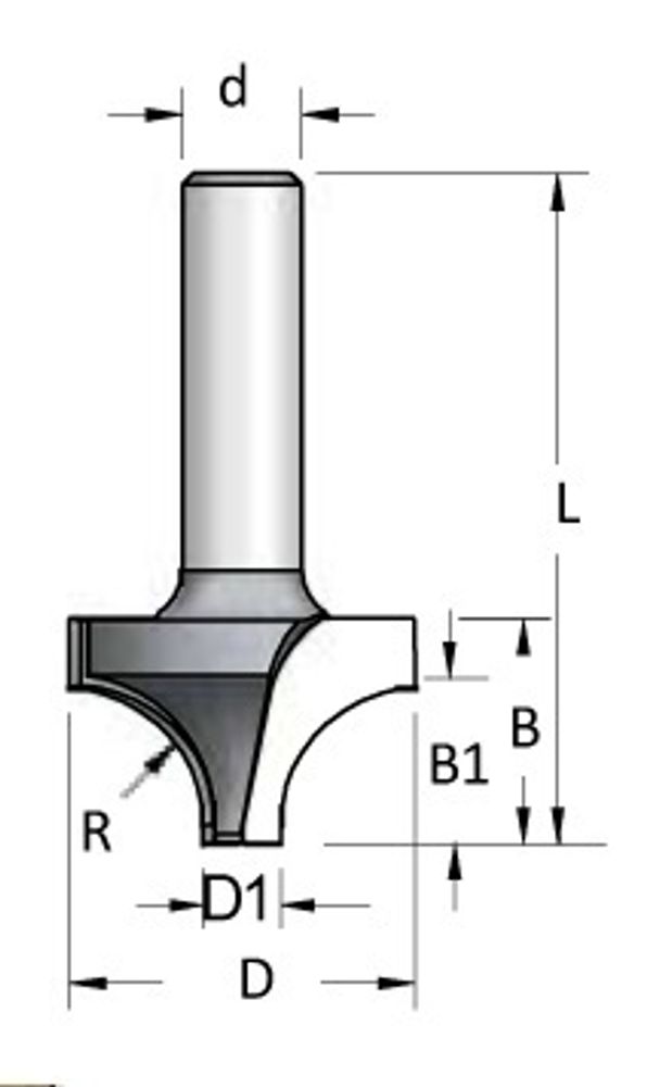 Фреза радиусная врезная R12,7 D35 B25 хвостовик 12_S RV12002