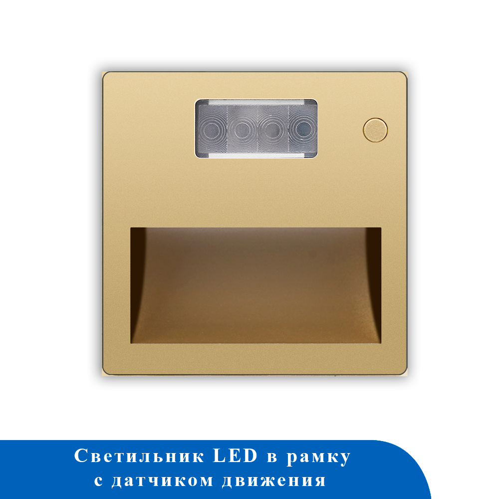Светильник LED в рамку с дат. движения 220В 5LED ЗОЛОТО