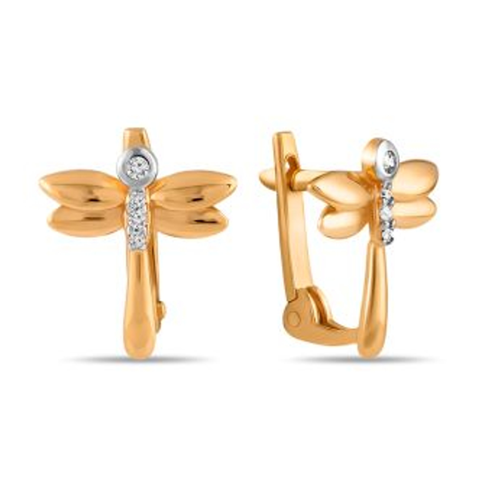 Серьги из золота с фианитами