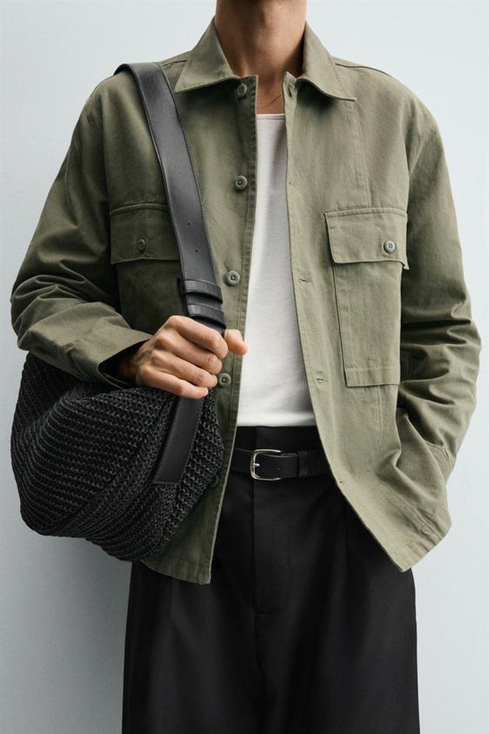 ZARA ПЛЕТЕНАЯ СУМКА, ЧЕРНЫЙ