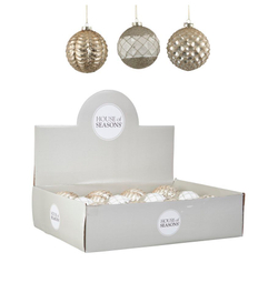 Набор елочных игрушек 12шт 8см House of Seasons Шар шампань 3 вида 84010