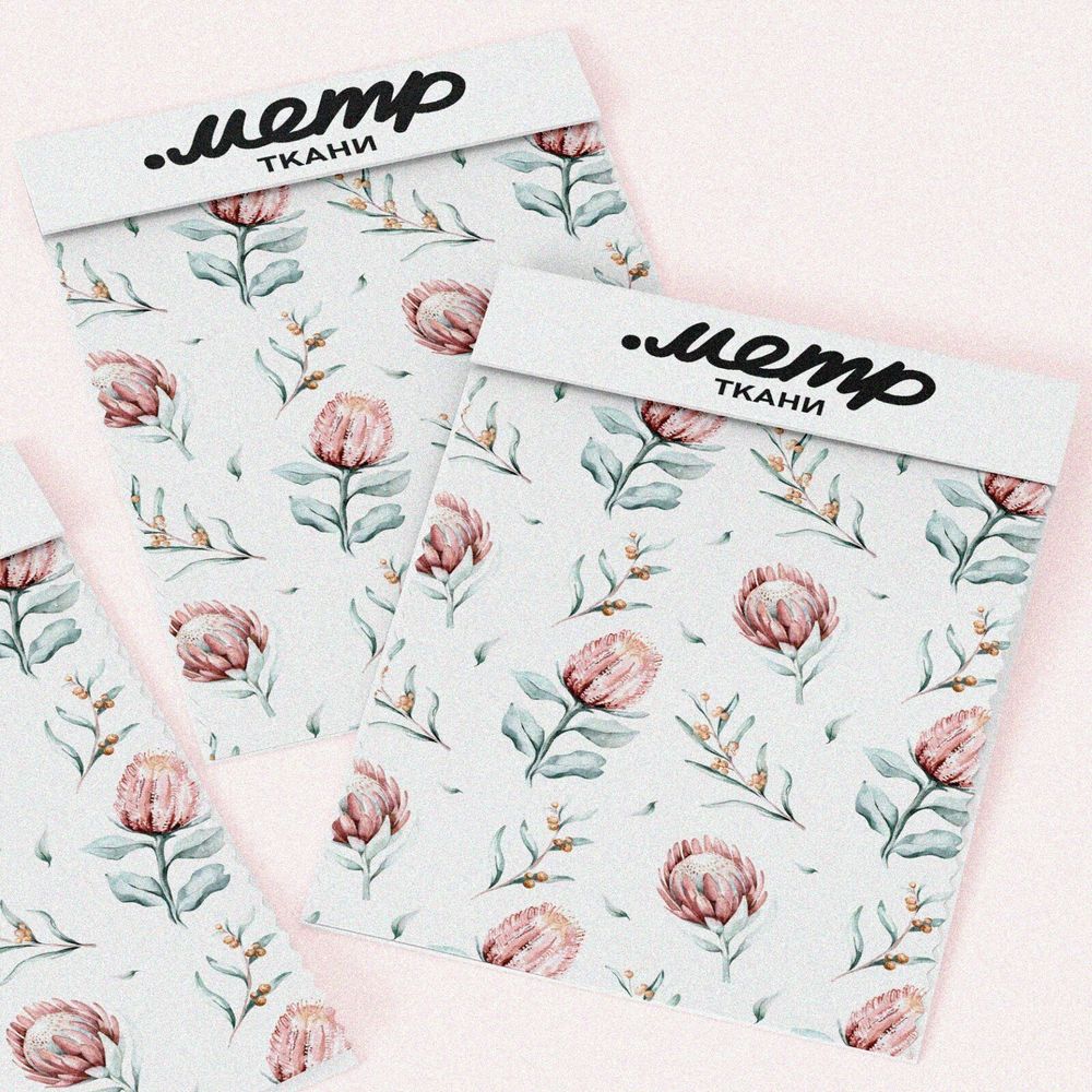 Ткань атлас цветок на стебле