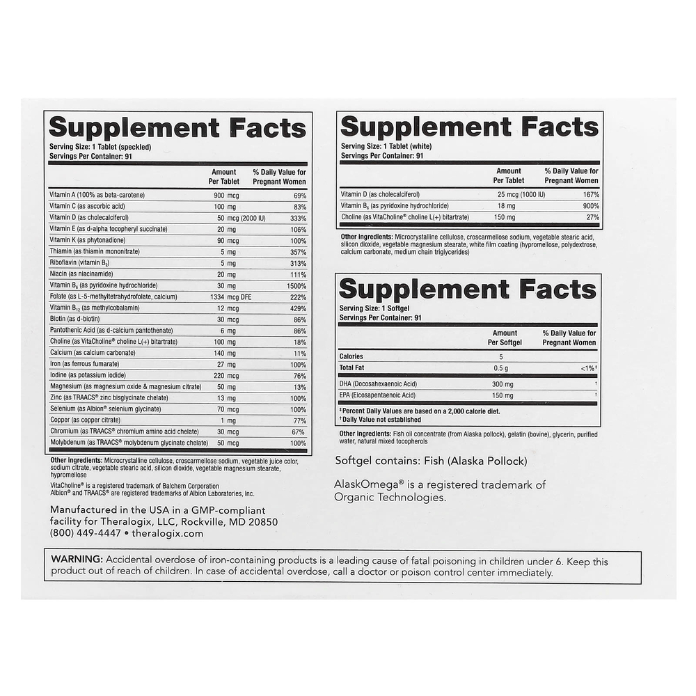 Theralogix, TheraNatal Complete, 182 таблетки + 91 мягкая таблетка