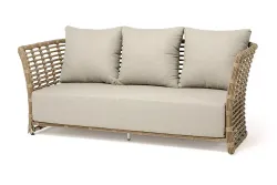 "Валенсия" диван из искусственного ротанга трехместный, цвет соломенный