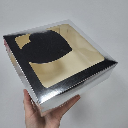 Коробка 20*20*7 см Серебро со вставкой Сердце