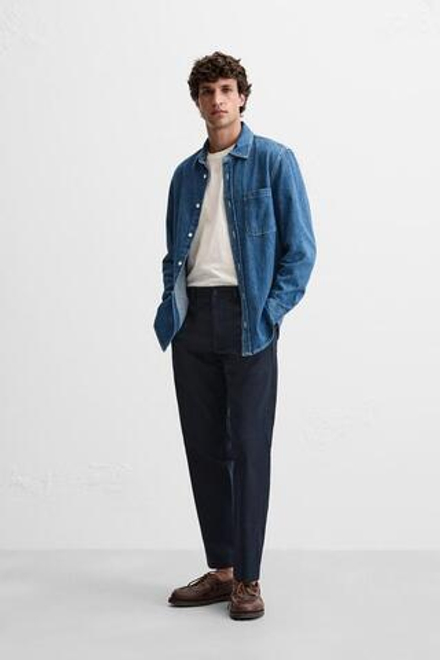 ZARA БРЮКИ ЧИНОС STRAIGHT-LEG, МОРСКОЙ СИНИЙ