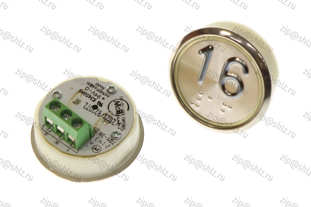 Кнопка (кнопочный модуль) BBP-R331-CMPLT-D-W &quot;16 этаж&quot;, круглая, динамическая белая подсветка, Брайль.