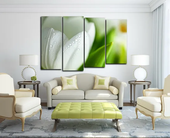 Модульная картина "Роса на лепестках"