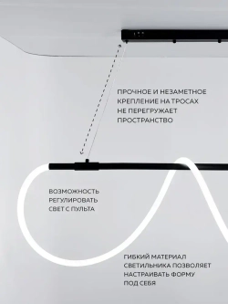 Люстра потолочная светодиодная OutFrame, 57Вт, Нейтральный свет, Черный