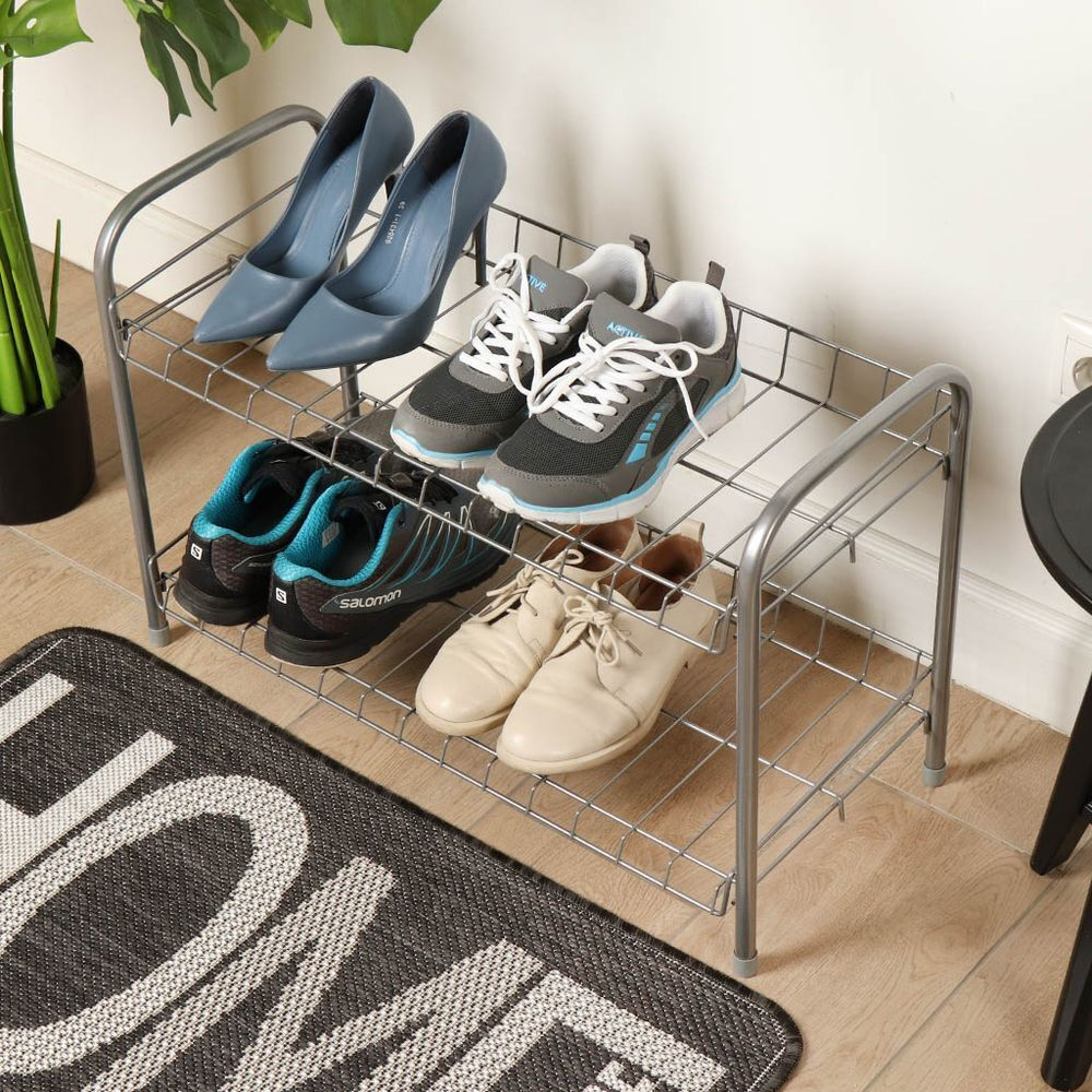 Полка для обуви, мет-л, 2 секц, 66х28х44 см, сер, Nika, ЭТ3/С