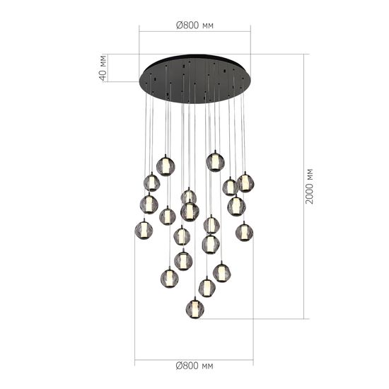 SL6520.403.20 Светильник подвесной ST-Luce черный жемчуг/прозрачно-дымчатый LED 1*100W 4000K HELMI