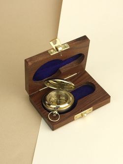 Nautical Карманный компас в деревянном футляре