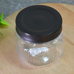 Банка для сыпучих 0,6л квадратная с рельефом и эмбоссингом "Premium", прозрачный/черный