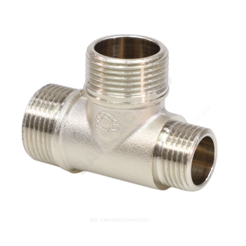 Тройник латунь никель переходной Ду 15х15х15 (1/2"х1/2"х1/2") НР/НР/НР VALFEX VF.131.N.012