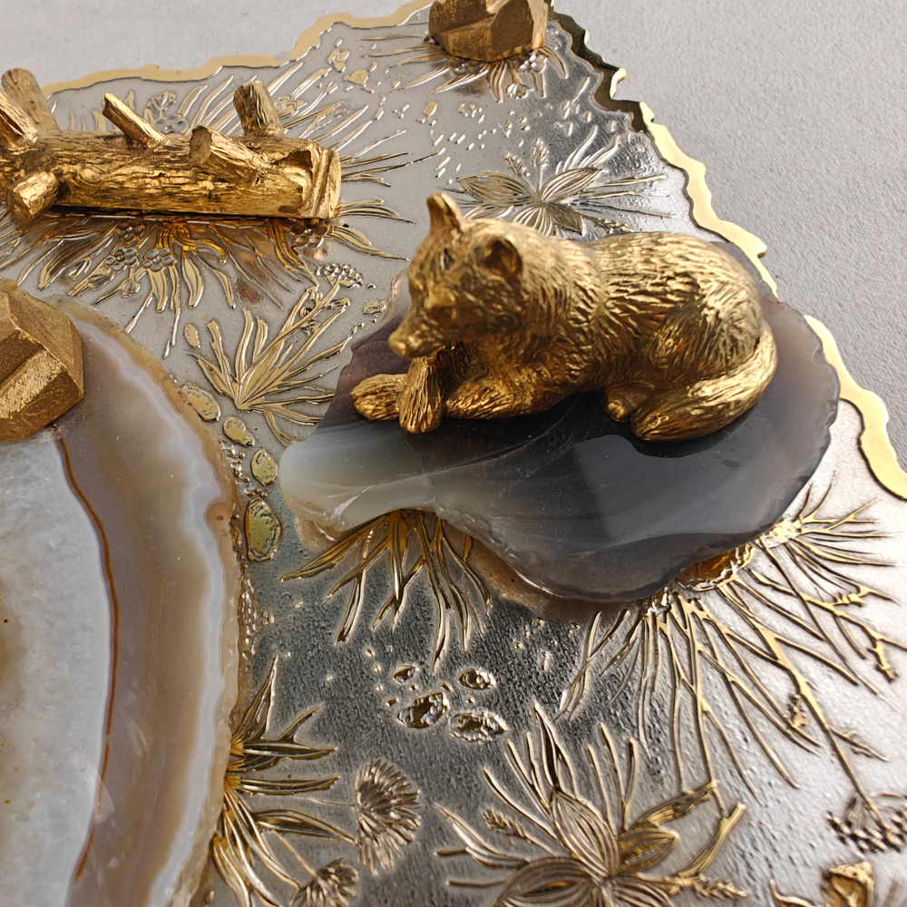 Набор водочный с графином на агате "Охотник"