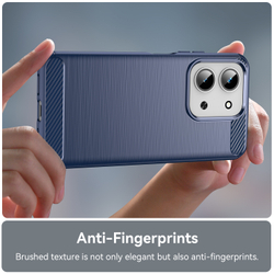 Чехол синего цвета на Xiaomi Redmi 15C 4G, серия Carbon (дизайн под карбон) от Caseport