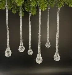 Набор сосулек Горный хрусталь 18 см., 6 шт., стекло, Christmas DeLuxe (88718)