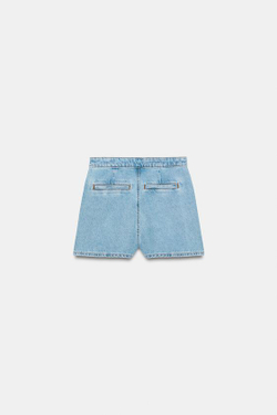 ZARA ДЖИНСОВЫЕ ЮБКА-ШОРТЫ Z1975 С ПРЯЖКОЙ, ГОЛУБОЙ