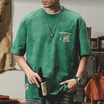 Мужская футболка Jereino в американском классическом ретро-стиле, летняя, модная, свободного кроя, с забавным принтом, с коротким рукавом