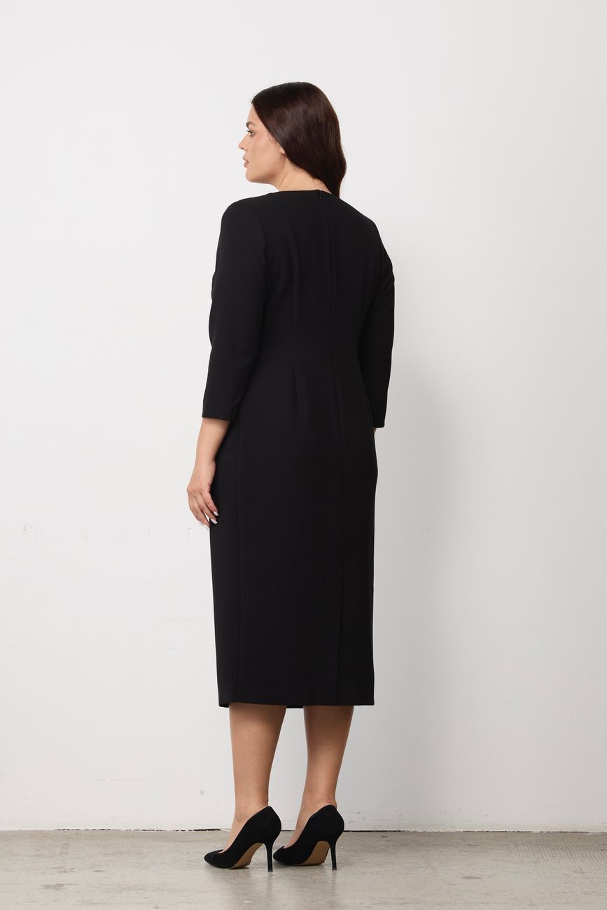 Платье-футляр, со шлицей, черный